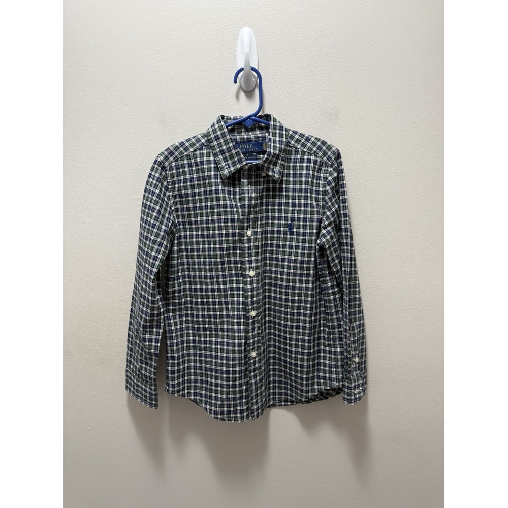 Polo Ralph Lauren Blue & Green Plaid Button-Down Shirt –‎ Boys Size 7